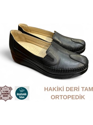 Hakiki Deri Kaymaz Taban Tam Ortopedik Anne Ayakkabısı