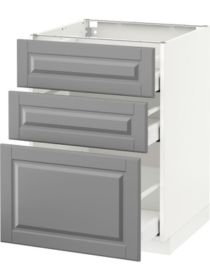 Çekmeceli Alt Dolap, Bodbyn Gri, 60X60 Cm, 3 Çekmeceli