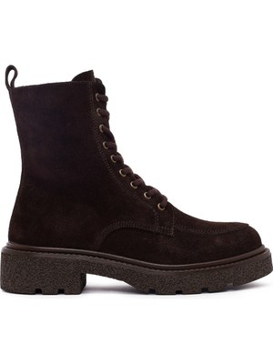 Kadın Kahverengi Fermuarlı Kalın Tabanlı Süet Deri Postal Bot 25WFD511510