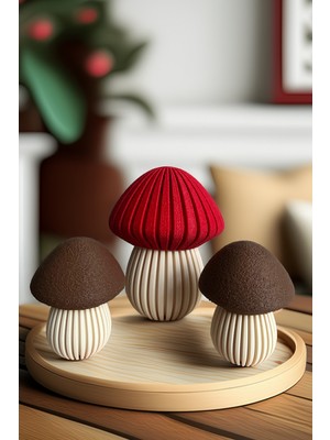 Obaco Dekoratif Mantar Biblo Seti, 3lü Sonbahar Temalı Raf Dekorasyon Objesi, Işık Dahil Değil