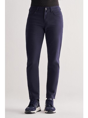 Koyu Lacivert Casual Slim Fit 5 Cep Düz Paça Pantolon 1003255320