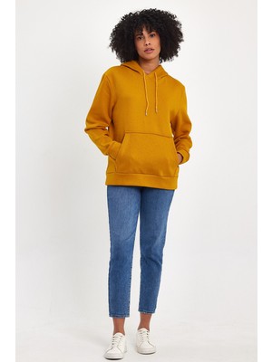 Kadın Kapşonlu Rahat Kalıp Içi Polarlı 3 Iplik Sweatshırt SPR24SWK55