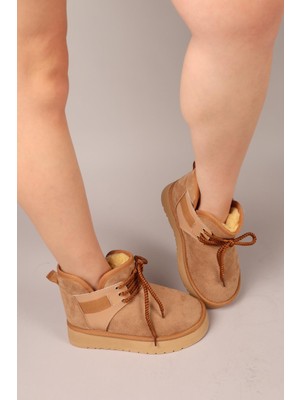 Puff Içi Suni Kürklü Süet Bot Camel