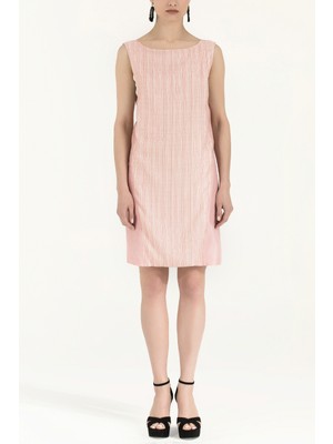 Societa Pembe Desenli dar kesim mini elbise 91025
