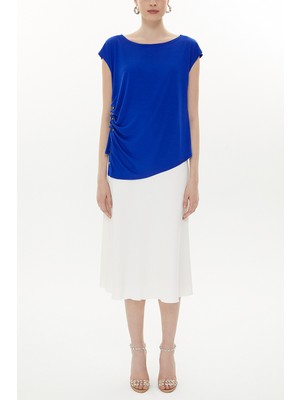 Mavi Çıtçıt Detaylı Salaş Bluz 19817