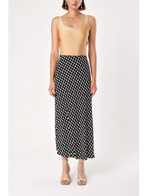 Desenli Beli Lastikli Uzun Etek 81208