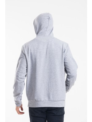 Erkek Kapşonlu Rahat Kalıp Ince Ar Baskılı Swetashırt SPR24SW122