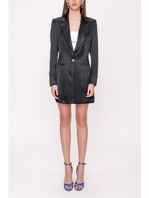 Siyah Dar Kesim Blazer Ceket 61153
