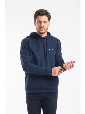 Erkek Kapşonlu Rahat Kalıp Ince Ar Baskılı Swetashırt SPR24SW122