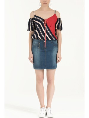 Lacivert Dar Kesim Denim Etek 80417