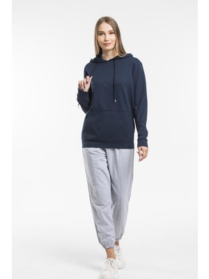 Süperlife Kadın Kapşonlu Regular Fit Ince Sweatshirt SPR21K55