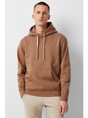 Erkek Kapşonlu Rahat Kalıp Içi Polarlı 3 Iplik Kalın Sweatshırt SPR25SW55