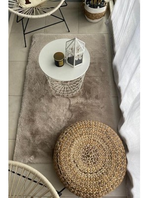Polo 8707 Vizon - Yıkanabilir Peluş Halı | Kaymaz Tabanlı Halı