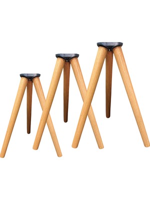 Hamadex 41–44–47 cm Ham Ahşap 3’lü Set Sehpa Ayağı | 9 Adet + 3’lü Bağlantı Aparatları