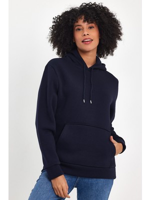 Kadın Kapşonlu Rahat Kalıp Içi Polarlı 3 Iplik Sweatshırt SPR24SWK55