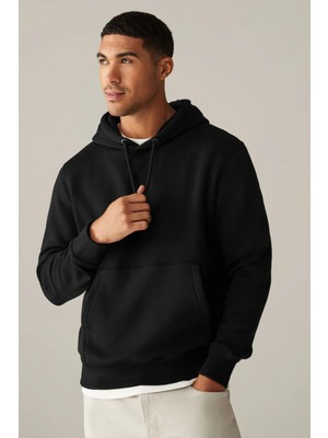 Erkek Kapşonlu Rahat Kalıp Içi Polarlı 3 Iplik Kalın Sweatshırt SPR25SW55