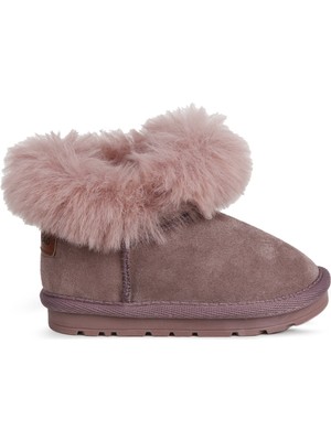 Buckhead BUCK3062 Kız Çocuk Pembe Süet Kürklü Bot Bağcıksız Konforlu İç Taban ile Günlük Kullanım İçin