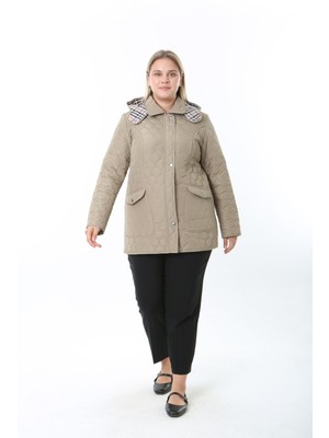 Su Itici,ekoseli, Büyük Beden Kapitone Mont,mevsimlik Mont