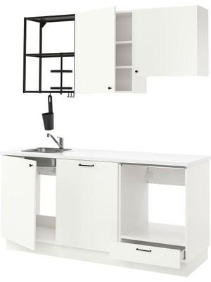 Mutfak Dolabı Kombinasyonu, Beyaz-Antrasit, 183X63.5X222 Cm, Lagan Batarya