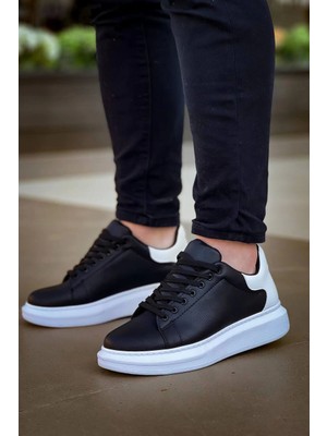 ZRN-X500 Bağcıklı Casual Günlük Erkek Sneaker Siyah Beyaz