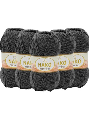 Nako Süper Inci El Örgü Ipliği 193 Füme  - 5 Adet