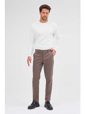 Haki Yan Cep Düz Paça Pamuklu Slim Fit Chino Casual Pantolon 1003255155
