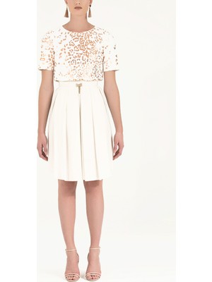 Ekru Pileli  Ipek Etek 80401