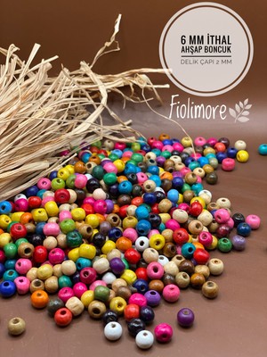 6 mm Ithal Renkli Ahşap Boncuk (25GR 225 Adet) Çanta Bileklik Takı Makrome Aksesuar Karışık Renk