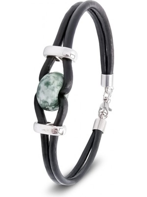 Fm Yeşil Jasper Doğal Taşlı Deri Ve Çelik Bileklik 31832B14D4
