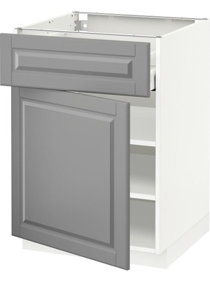 Kapaklı ve Çekmeceli Alt Dolap, Bodbyn Gri, 60X60 Cm, 1 Kapaklı ve 1 Çekmeceli