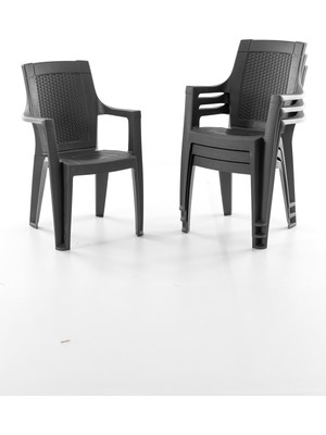 Efes 4'lü Rattan Sandalye Siyah