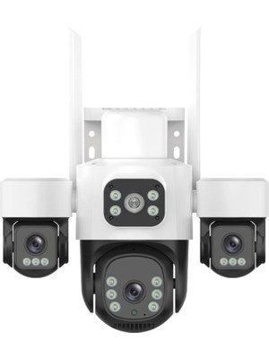 INOX-X113 3 Lensli 3MP Wifi PTZ Kamera 2K Video Çözünürlüğü Beyaz Renkli Gece Görüşü Özelliği