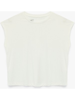 Rahat Kalıp Modal Kumaş Bisiklet Yaka Spor Sıfır Kol Tişört