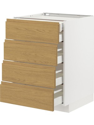 Çekmeceli Alt Dolap, Voxtorp Meşe Görünümlü, 60X60 Cm, 5 Çekmeceli