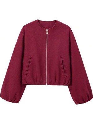 Kadın Balon Kol Kaşe Bomber Ceket