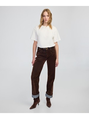 Flok Baskılı Wide Leg Fit Jean Pantolon IW6250018034041