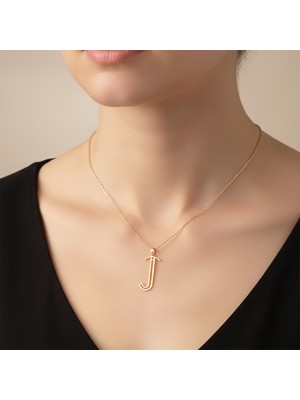 Tabitela 14 Ayar Altın Kolye Ucu Harf J   GM9718 0.5 gr
