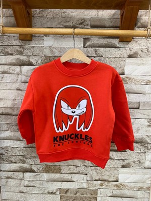 Knuckles Sonıc Baskılı Çocuk Swaetshırt
