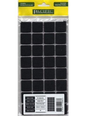 Pacific 6025 Bl Yapışkanlı Keçe 25 mm x 25 mm Siyah