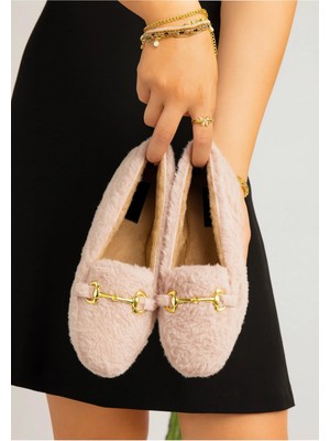 Kadın Zincirli Peluş Ev Terliği Ev Babeti Ev Ayakkabısı Bohça Çeyiz