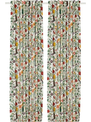 Perde/2 Kanat, Çiçek Desenli, 145X300 cm