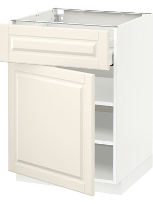 Kapaklı ve Çekmeceli Alt Dolap, Bodbyn Kırık Beyaz, 60X60 Cm, 1 Kapaklı ve 1 Çekmeceli