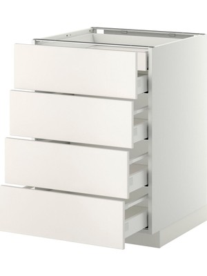 Çekmeceli Alt Dolap, Veddınge Beyaz, 60X60 Cm, 5 Çekmeceli