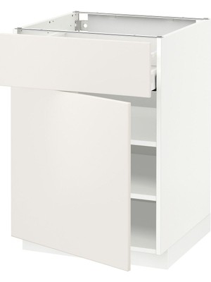 Kapaklı ve Çekmeceli Alt Dolap, Veddınge Beyaz, 60X60 Cm, 1 Kapaklı ve 1 Çekmeceli