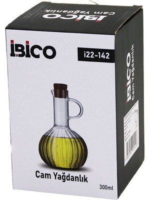 Mini Cam Yağdanlık Çizgili Desen 300ML Ahşap Bambu Mantar Tıpa (5263)