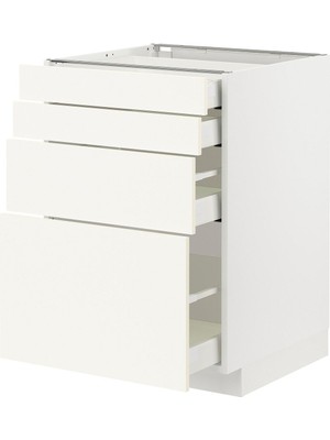 Çekmeceli Alt Dolap, Vallstena Beyaz, 60X60 Cm, 4 Çekmeceli