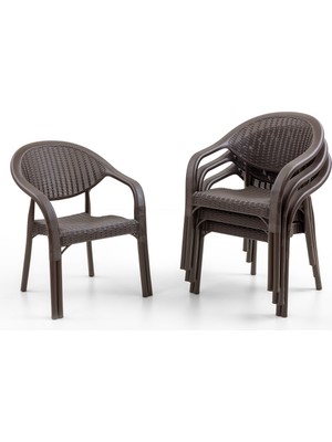 Bamboo 4'lü Rattan Sandalye Kahve