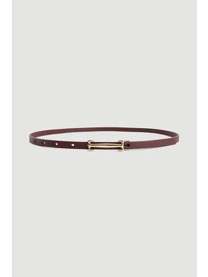 Gusto Kilit Tokalı İnce Suni Deri Kemer - Bordo