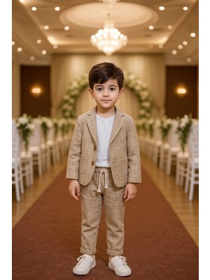 Keten Görünümlü 3'lü Erkek Takım