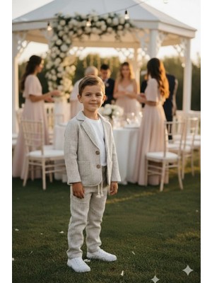 Keten Görünümlü 3'lü Erkek Takım